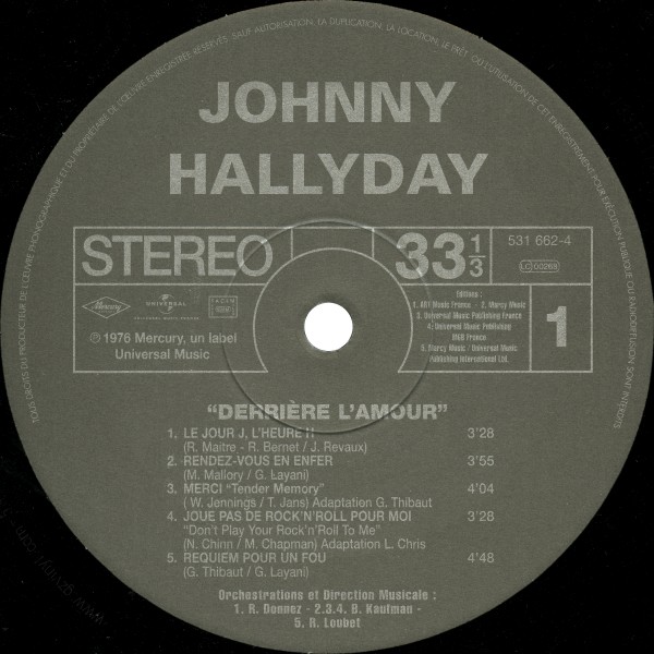 LP Back to black Derrire l'amour Universal 531 662-4