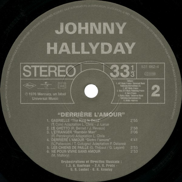 LP Back to black Derrire l'amour Universal 531 662-4