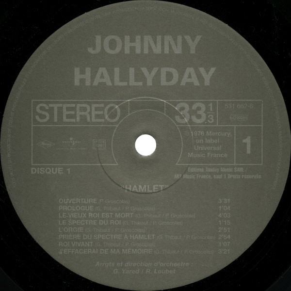 LP Back to black Hamlet Hallyday Universal 531 662-5