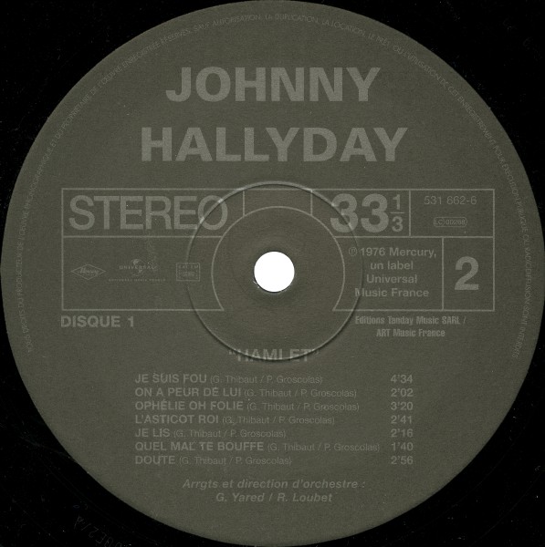 LP Back to black Hamlet Hallyday Universal 531 662-5