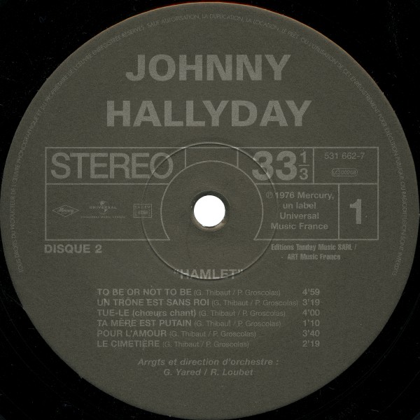 LP Back to black Hamlet Hallyday Universal 531 662-5