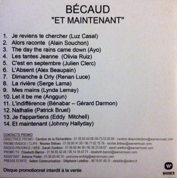 CD promo Et maintenant 