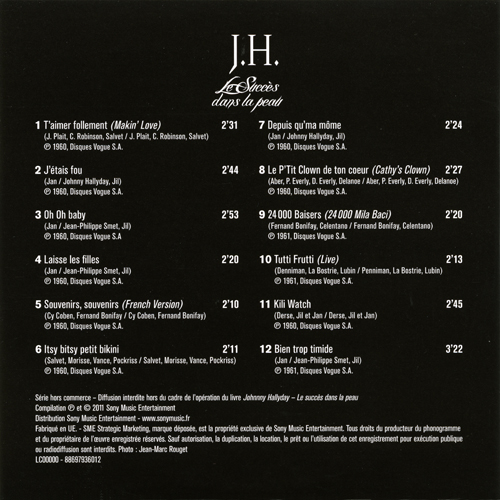 CD promo Sony 88697936012 J.H. Le succs dans la peau