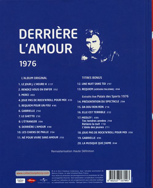 Collection Johnny Hallyday 1976 Derrire L'amour 275379-9