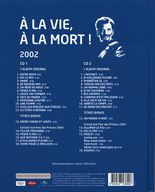 Collection Johnny Hallyday 2002 A la vie, A la mort  275380-1