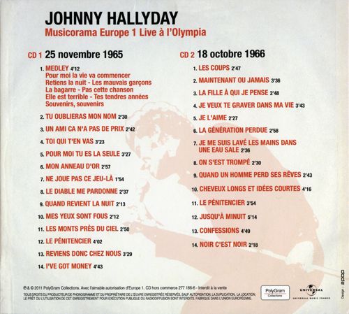 Collection Johnny Hallyday Musicorama Europe 1 1965-1966