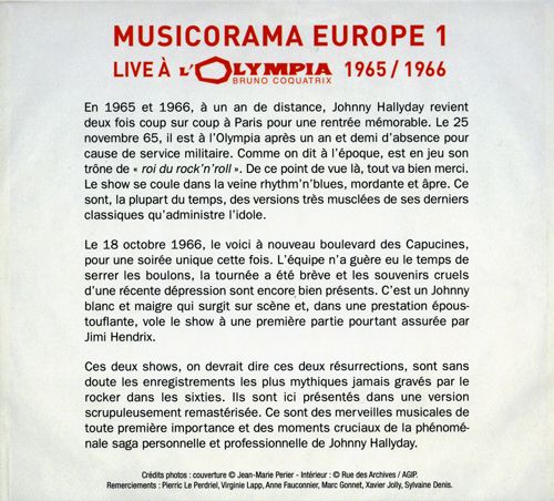 Collection Johnny Hallyday Musicorama Europe 1 1965-1966