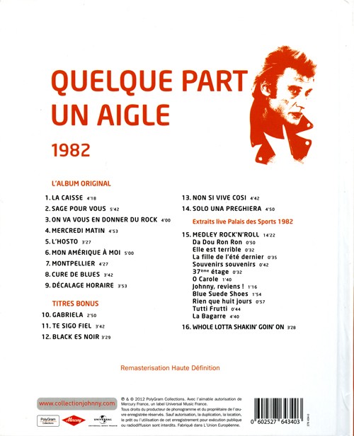 Collection Johnny Hallyday 1982 Quelque part un aigle  276434-0