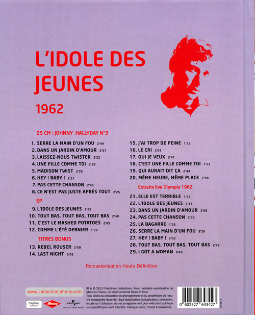 Collection Johnny Hallyday 1962 L'idole des jeunes  276434-2