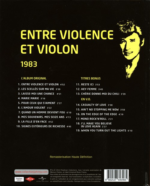 Collection Johnny Hallyday 1983 Entre violence et violon  276434-6