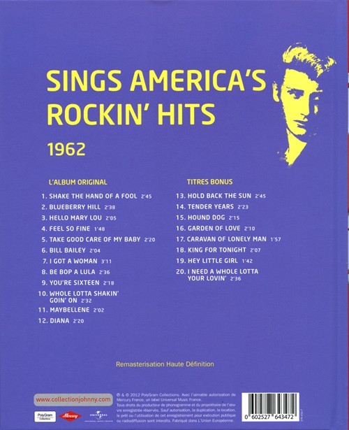 Collection Johnny Hallyday 1962 Sings America's rockin' hits  276434-7