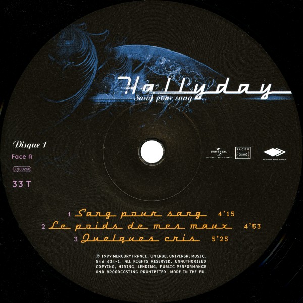 LP Back to black Sang pour sang Universal 546 625-1