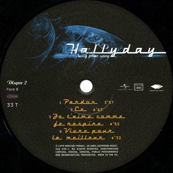 LP Back to black Sang pour sang Universal 546 625-1