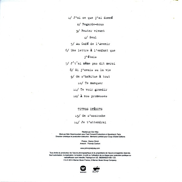 CD DVD Warner 0825646205868 Rester vivant