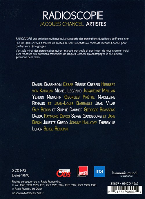 CD MP3 Radioscopie Jacques Chancel Vol 1