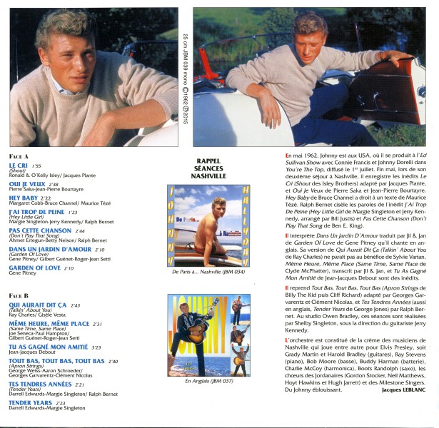 LP 25 Cm Johnny Le cri USA 1962 JBM 039