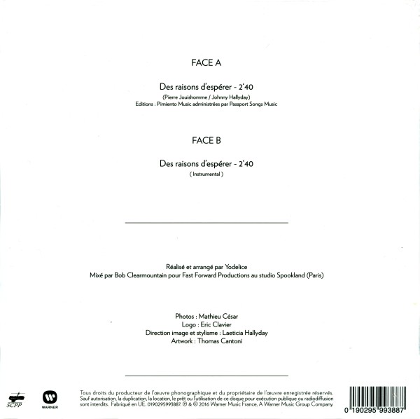 SP Des raisons d'esprer Warner 0190295993887