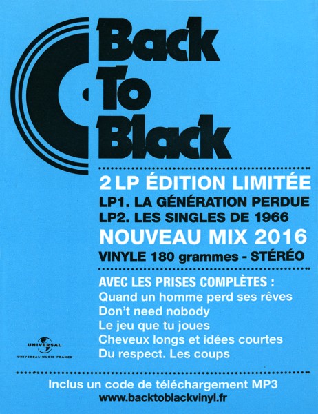 LP Back to black Universal 536 886-9 La gnration perdue 50th anniversary edition Universal 536 886-9