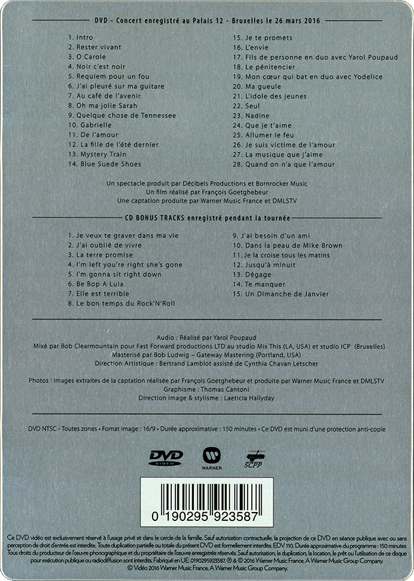 DVD-CD Rester vivant tour Warner 0190295 923587