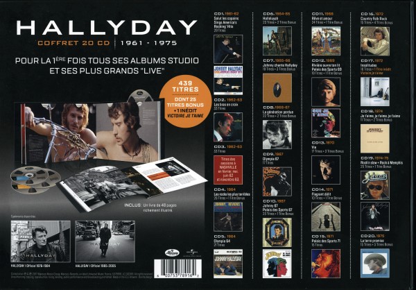 Coffret 20 CD Hallyday official 1961-1975 Universal 537 8916