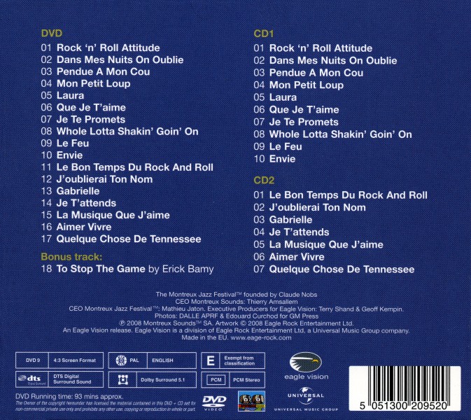 CD-DVD digipak Live at Montreux 1988 Universal EAGDV095