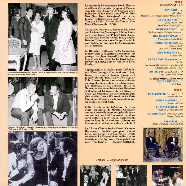 LP 25 cm Johnny Hallyday chante Sacha Distel Georges Brassens etc JBM 061