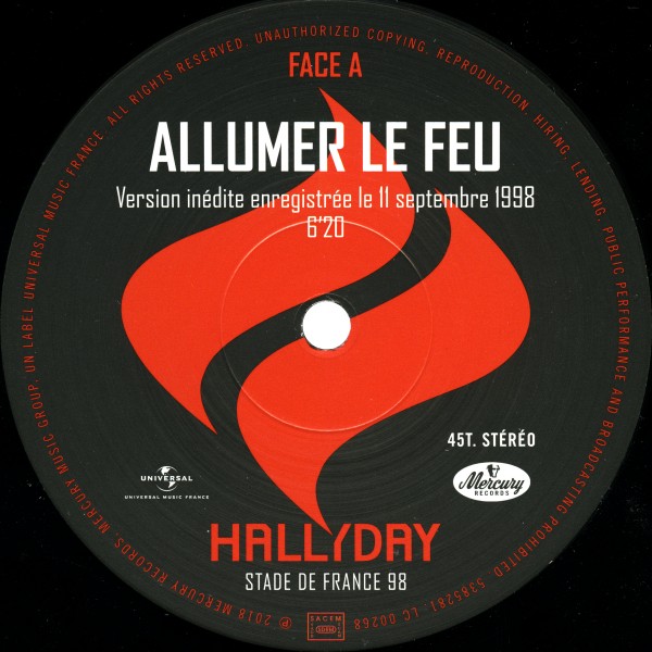 SP 45 T.  Universal  Allumer le feu 20anniversaire 538 5281