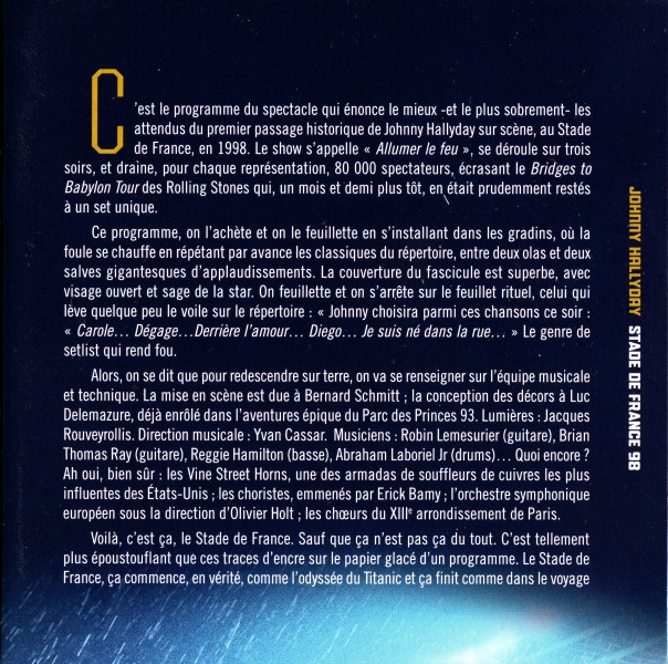 CD-DVD Universal  Stade de France 98 Intgrale du concert du 11 septembre 538 5259