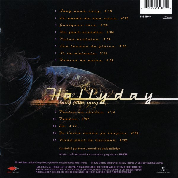 CD  papersleeve Universal Sang pour sang 538 180-0