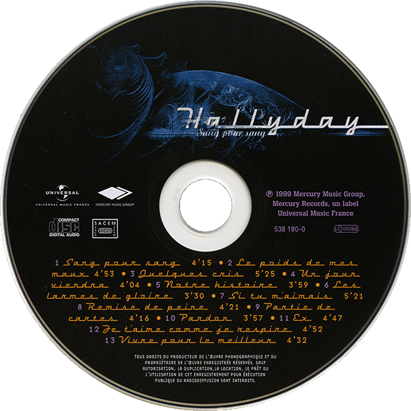 CD  papersleeve Universal Sang pour sang 538 180-0