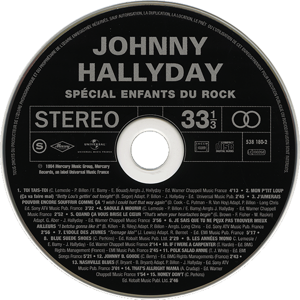 CD  papersleeve Universal Hallyday 84 538 180-2