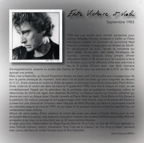 CD  papersleeve Universal Entre violence et violon 538 204-2