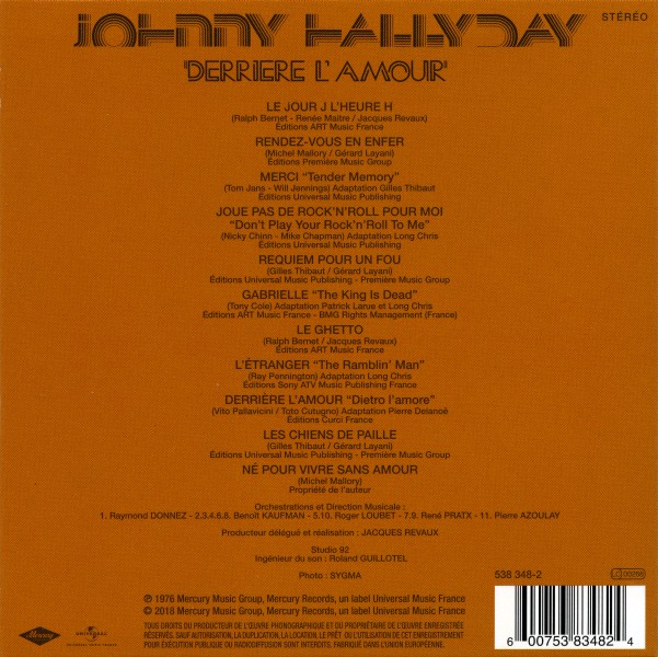 CD  papersleeve 2018-07-06 CD Universal Derrire l'amour 538348-2