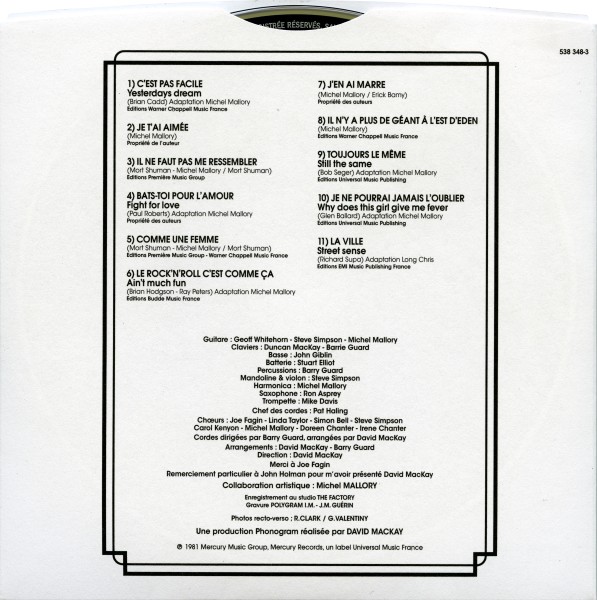 CD  papersleeve  Universal Pas facile 538 348-3