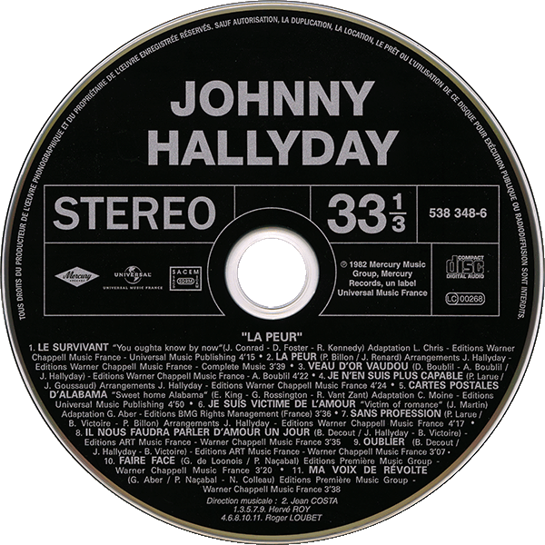 CD  papersleeve 2018-07-06 CD Universal La peur 538348-6