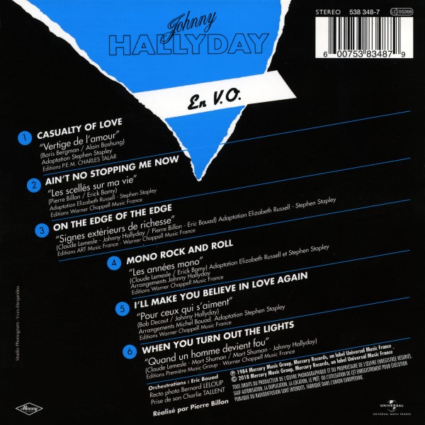 CD  papersleeve 2018-07-06 CD Universal Johnny Hallyday en V.O. 538348-7