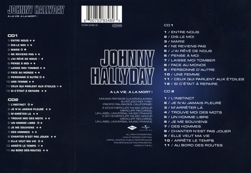 CD  papersleeve Universal A la vie  la mort!  538 348-9