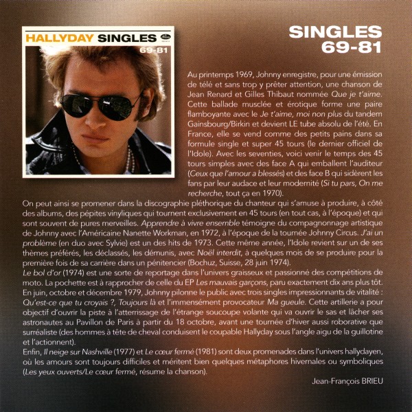 CD  papersleeve Universal Hallyday Singles 69-81 538 341-0