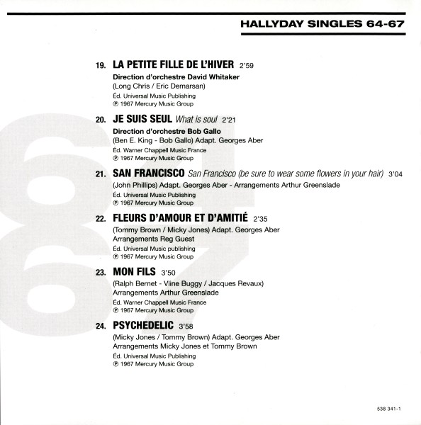 CD  papersleeve Universal Hallyday Singles 64-67 538 341-1
