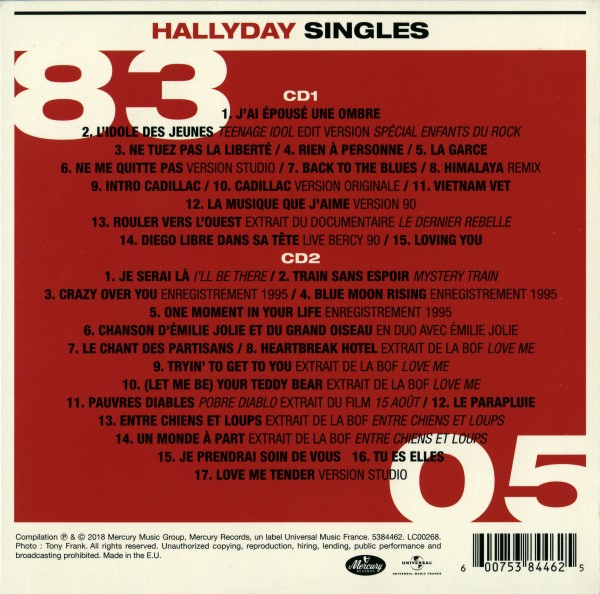 CD  papersleeve Universal Hallyday Singles 83-05 538 446-2