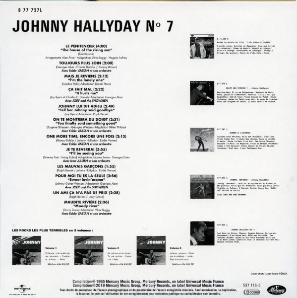 CD paper sleeve Johnny Hallyday N 7 Universal 537 116-6