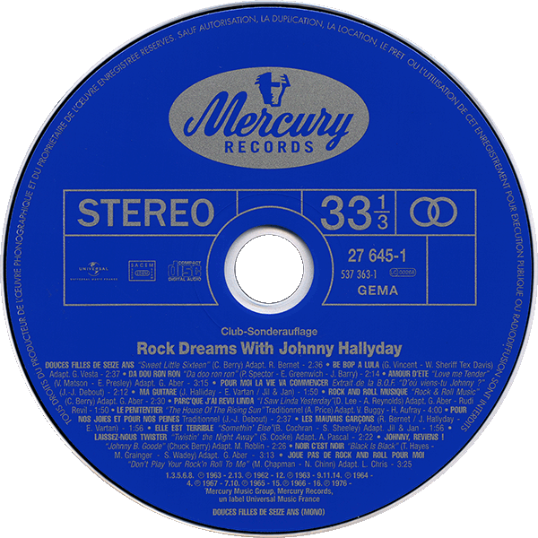 CD paper sleeve Rock dreams with Johnny Hallyday Universal 537 363-1