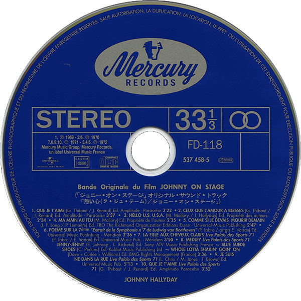 CD paper sleeve Johnny on stage Universal 537 458-8