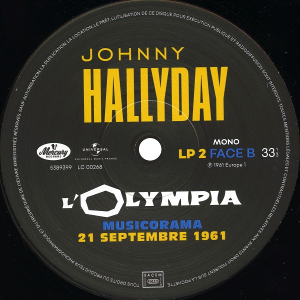 Musicorama Olympia 21 Septembre 1961 (Mono) Universal 538 9392