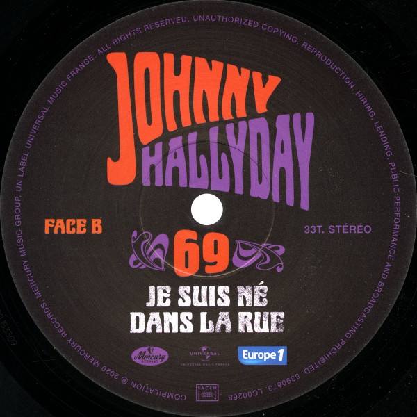 Maxi EP 25 cm Johnny 69 Je suis n dans la rue  Universal 539 0673