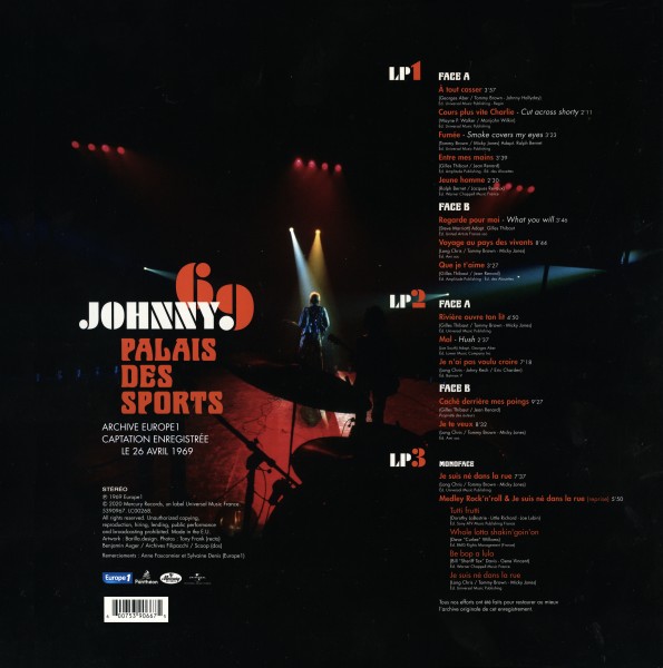 LP Johnny 69 Palais des Sports 26 avril 1969 Universal 539 0667