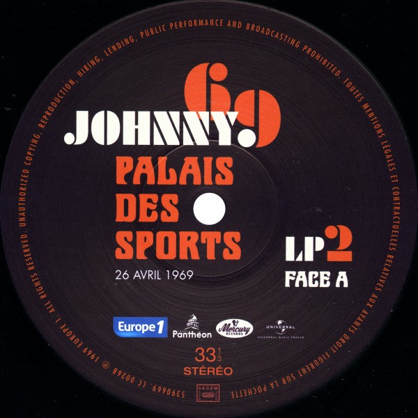 LP Johnny 69 Palais des Sports 26 avril 1969 Universal 539 0667