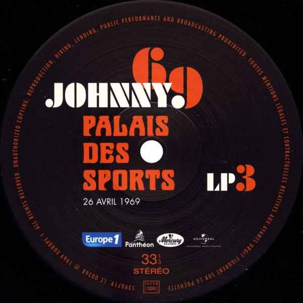 LP Johnny 69 Palais des Sports 26 avril 1969 Universal 539 0667