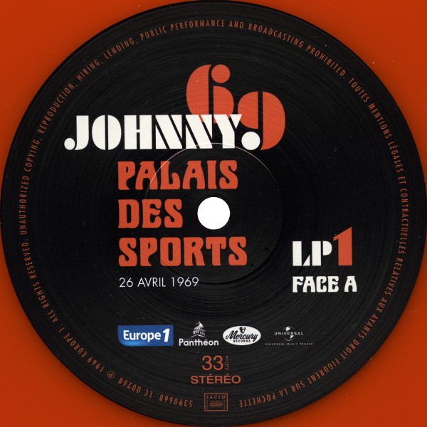 LP Johnny 69 Palais des Sports 26 avril 1969  Universal 539 0967