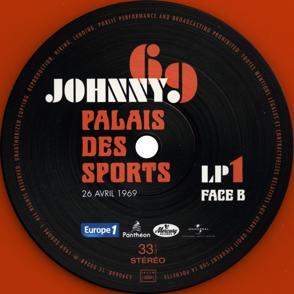 LP Johnny 69 Palais des Sports 26 avril 1969  Universal 539 0967